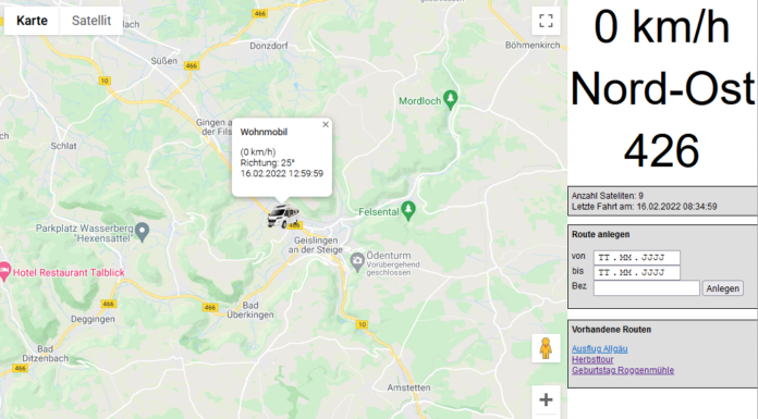 Anzeigen der GPS Position des Wohnmobils